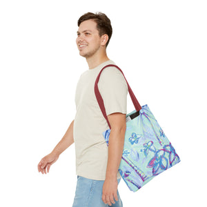 Blue Tropical Doodles Tote Bag - 3 Sizes