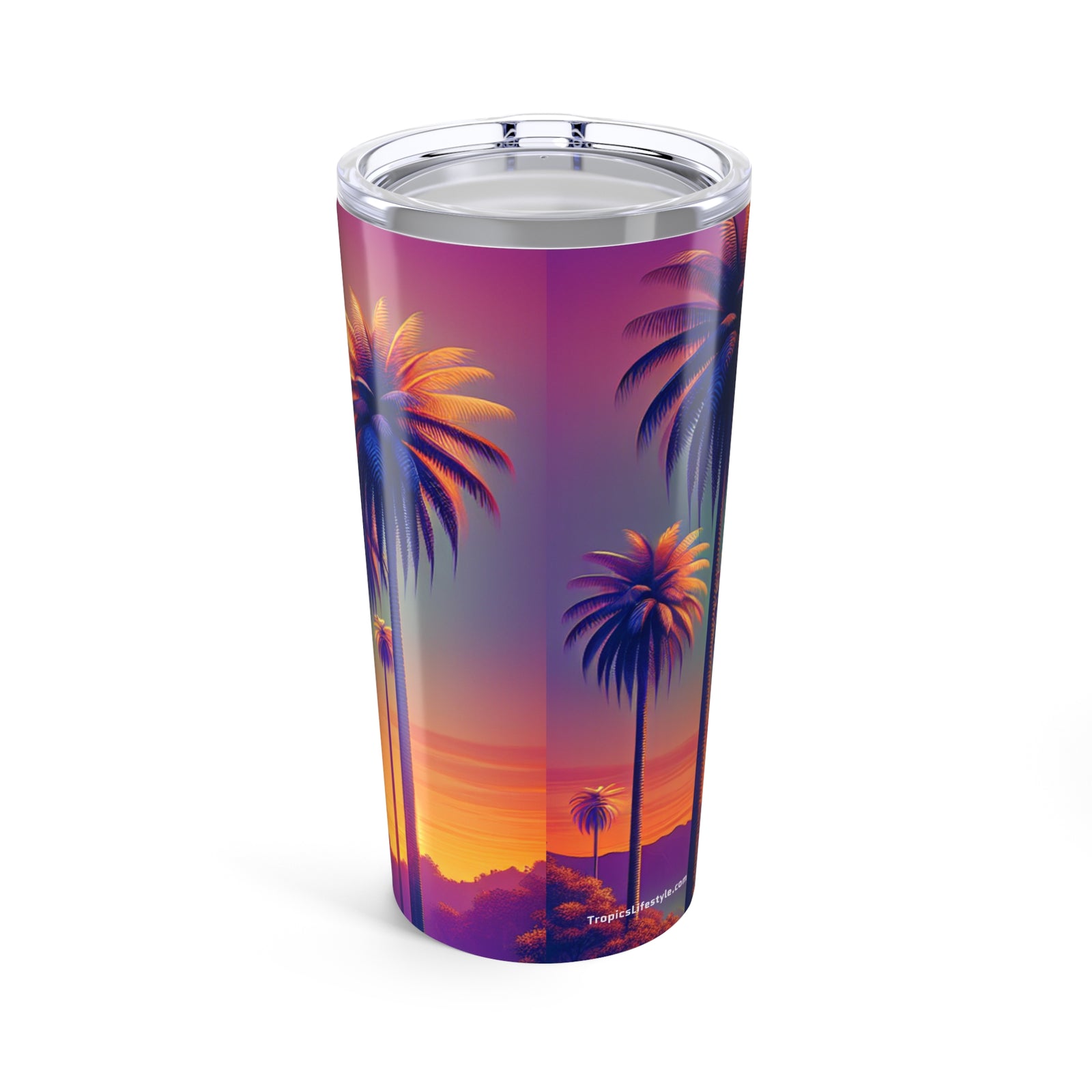 20oz Tropical Glossy Tumbler / Sunset Palms