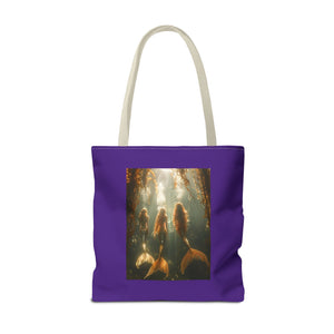 Three Mermaid Sisters, Purple Tote Bag - 3 Sizes