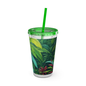 Tropical Tumbler with Straw | 16oz Colorful Travel Cup / Sleeping Spot