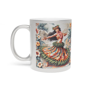 Tropical Metallic Mug, Gold or Silver - Hawaiian Dancer