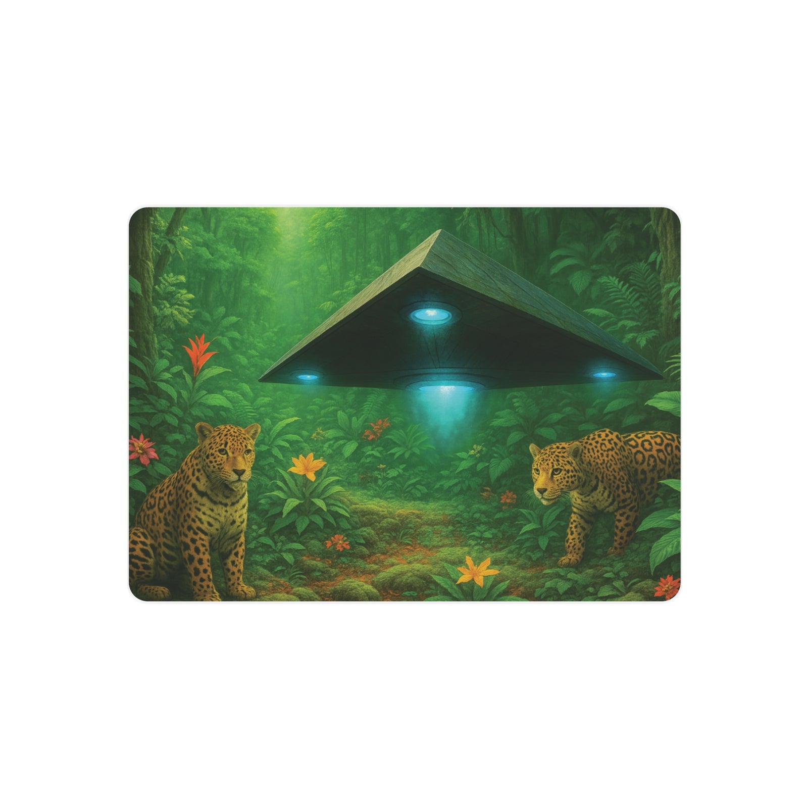 Metal Art Sign — Jungle UFO & Jaguar