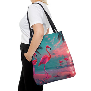 Neon Flamingos at Night Tote Bag - 3 Sizes