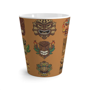Latte White Mug - Tiny Tiki Dudes, Lt. Brown