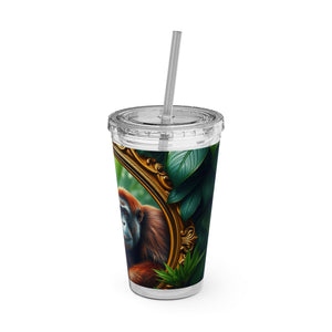 Tropical Tumbler with Straw | 16 oz: Framed Orangutan Apes