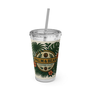 Tropical Tumbler with Straw | 16oz: Palm & Bean Coffee Club