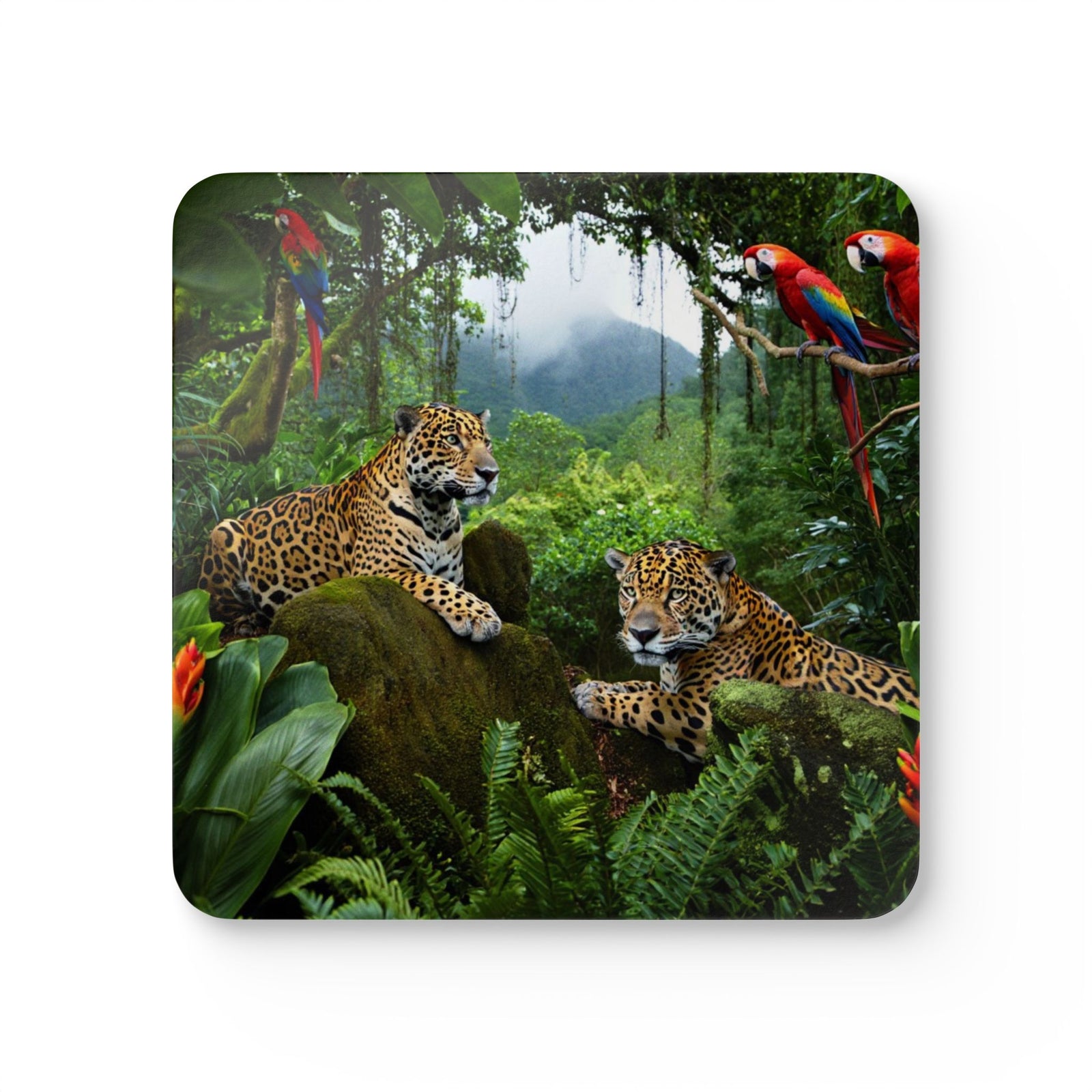 Coaster Set/4 - Jaguars and Parrots