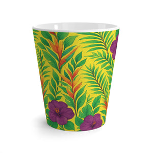 Latte White Mug - Midnight Flower Yellow