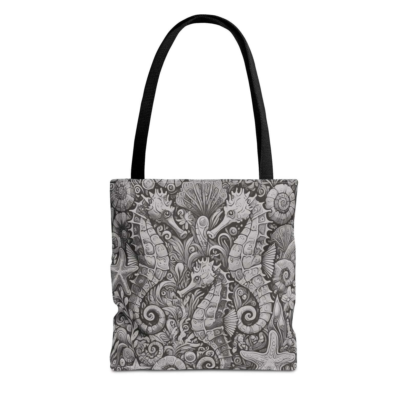 Seahorse Trio Tote Bag, Noir - 3 Sizes