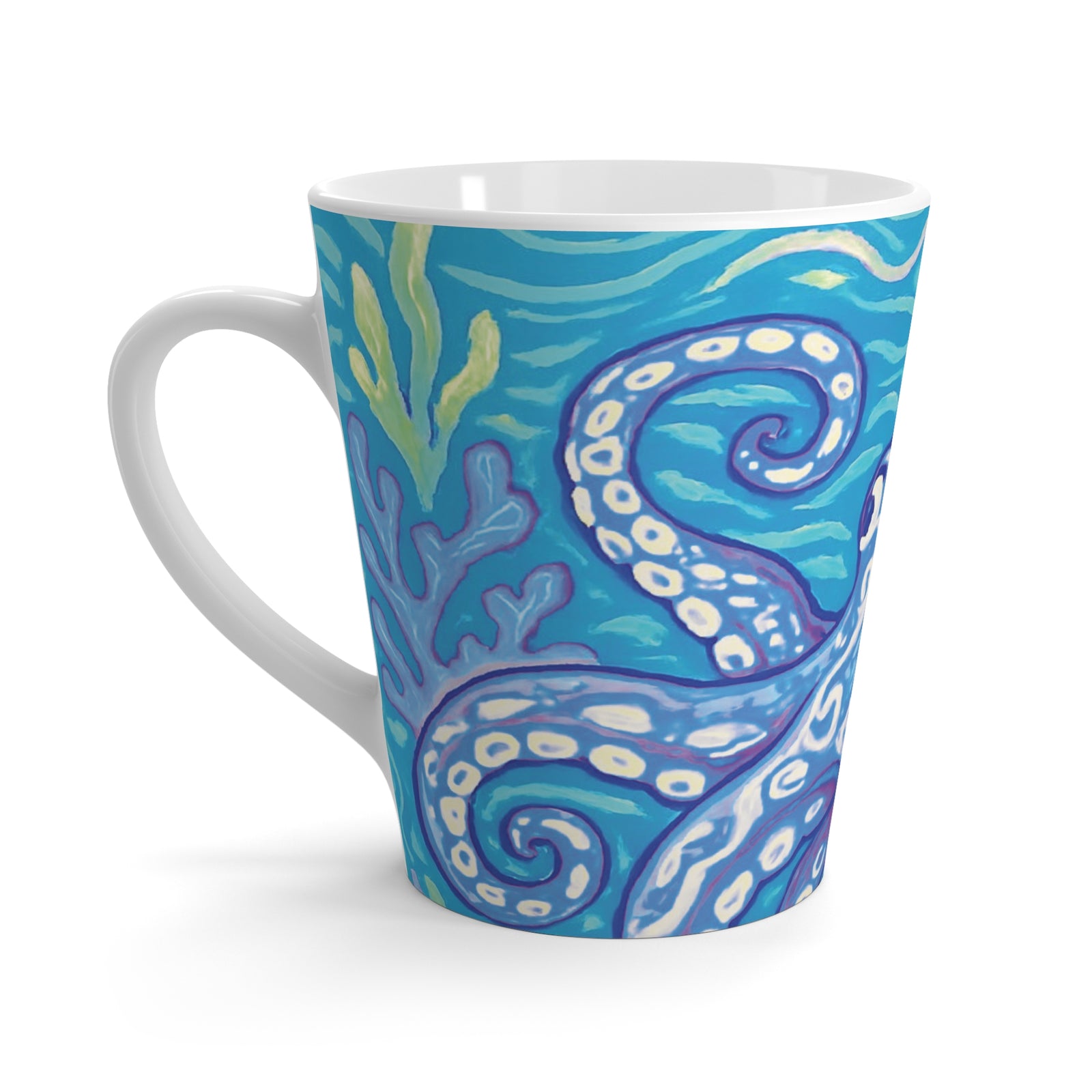 Latte White Mug - Blue Kraken Joe
