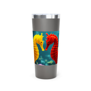 22oz Insulated Tumbler/Vacuum Copper Travel Cup ~ Seahorses in Love