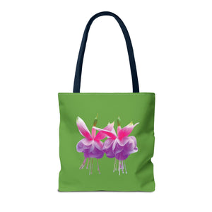Tropical Real Two Fuchsias/Green Tote Bag - 3 Sizes