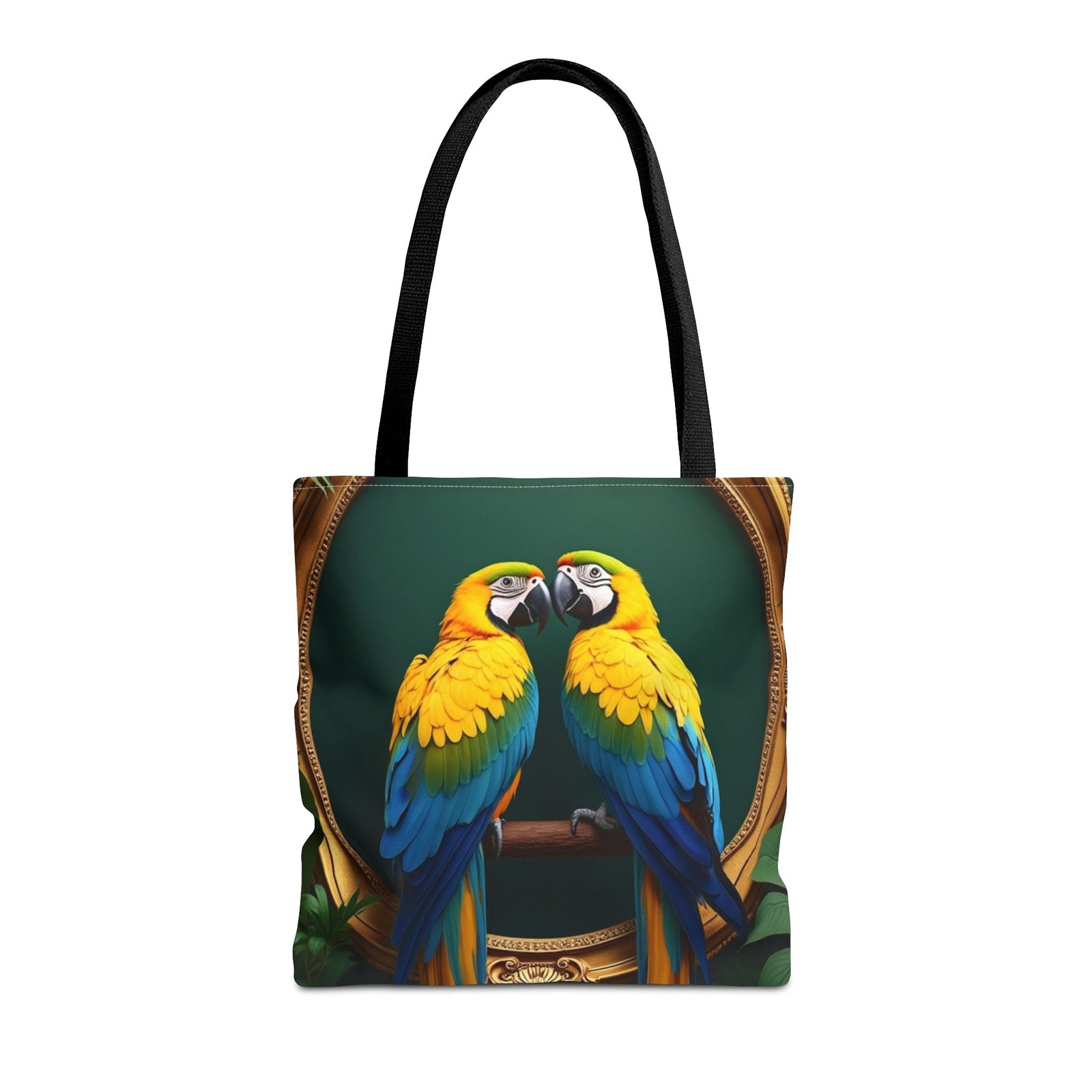 Rainforest Framed Parrot Pair Tote Bag - 3 Sizes
