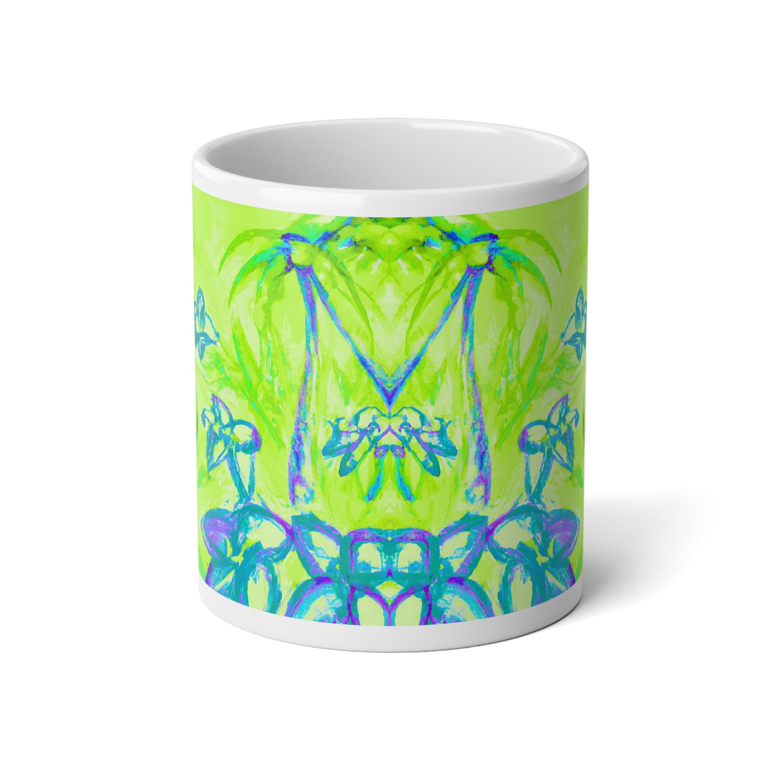 Jumbo Mug, 20oz, Tropical Doodles, Lime | Tropical Coffee Cup