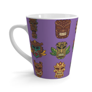 Latte White Mug - Tiny Tiki Dudes, Lt. Purple