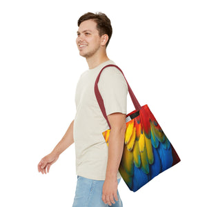 Tropical Macaw Parrot Feathers Tote Bag - Colorful Design, 3 Sizes