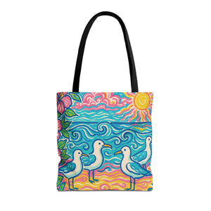 Tropical Beach Seagulls Tote Bag - 3 Sizes