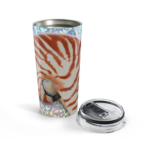 20oz Tumbler ~ Disco Striped Shell Glitter Travel Cup