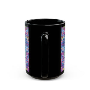 Black Coffee Mug - Seahorse Trio, Purple Fantasy