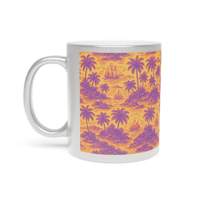 Tropical Metallic Mug, Gold or Silver - Tropical Trip Toile, Purple/Orange