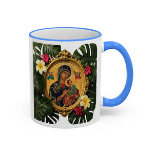 Accent Rim & Handle Coffee Mug, Religious ~ Our Lady of Perpetual Help, Monsteras