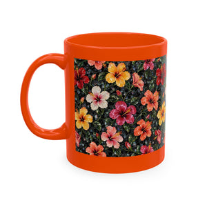 Hibiscus Garden Ceramic Mug — Vibrant Floral Coffee Cup