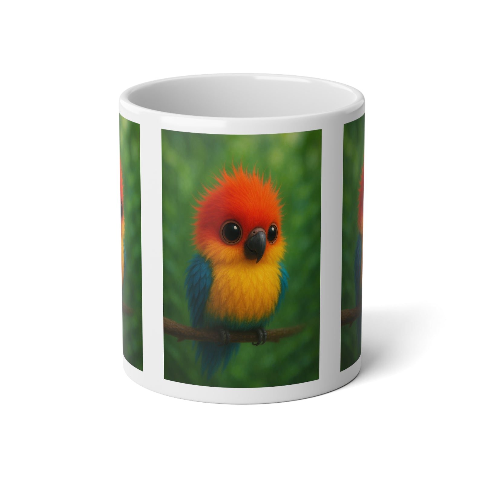 Jumbo Mug, 20oz, Rainforest Baby Parrot | Tropical Coffee Cup
