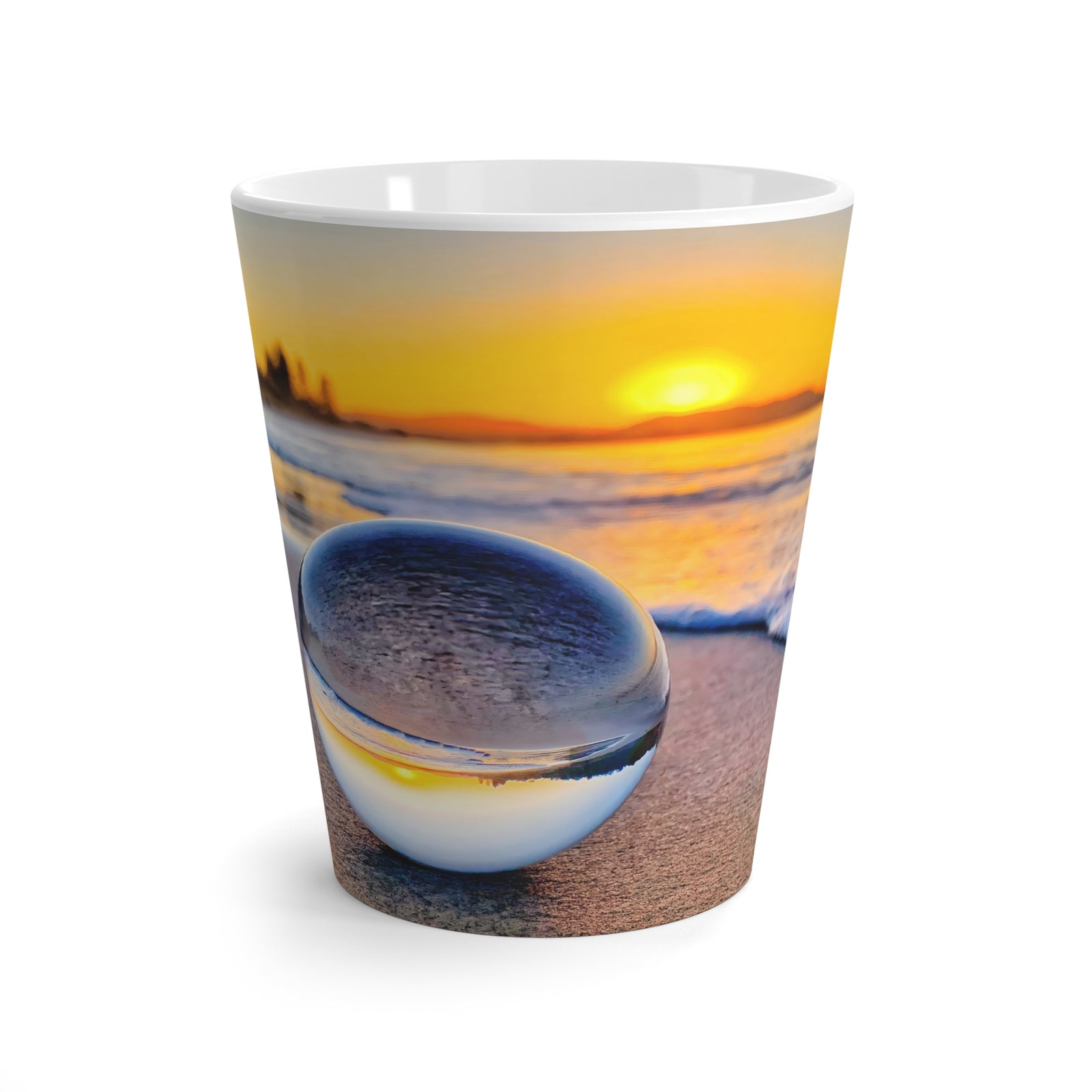 White Latte Mug ~ Sunrise Beach Crystal Ball