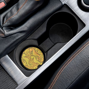 Soapstone Car Coaster - Seahorses, Yellow