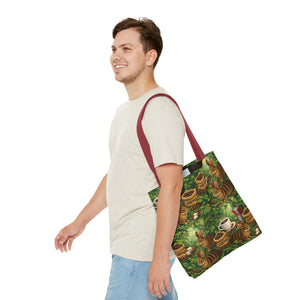 Tropical Rabbits & UFOs Tote Bag, Black - 3 Sizes