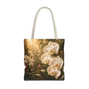 Orchid Garden Tote Bag — Sunlit White Orchid Floral All-Over Print
