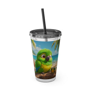 Tropical Tumbler with Straw | 16oz: Lulu the Parrot