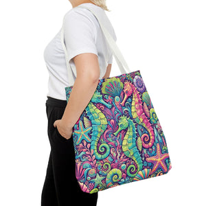 Seahorse Trio Tote Bag, Brights - 3 Sizes