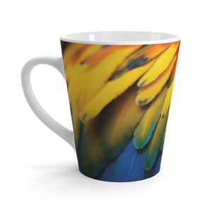 Latte White Mug - Perfect for Coffee Enthusiasts / Macaw Feathers