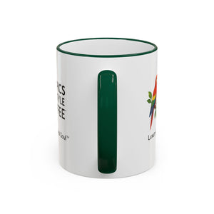 Accent Rim & Handle Coffee Mug ~ Tropics Lifestyle Coffee Parrot Logo