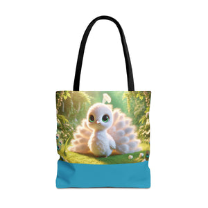 Baby White Peacock Trio Tote Bag - 3 Sizes