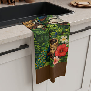 Tropical Microfiber Coffee/Tea Towel – Peacocks & Coffee, Brown