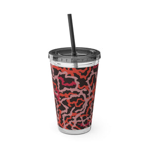 Tropical Tumbler with Straw | 16 oz: Coral Threads, Red