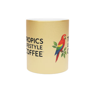 Tropical Metallic Mug, Silver - Tropics Lifestyle Coffee Parrot Logo