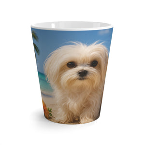 Latte White Mug - Puppy Ariel at the Beach