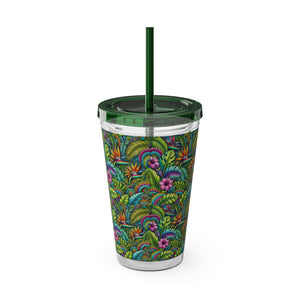 Tropical Tumbler with Straw | 16 oz: Rainforest Blooms