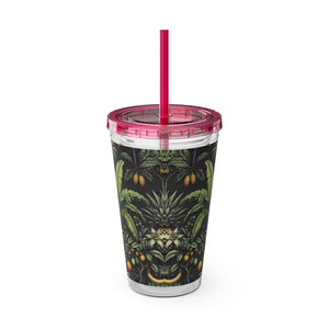 Tropical Tumbler with Straw | 16 oz: Tropical Fruit, Black