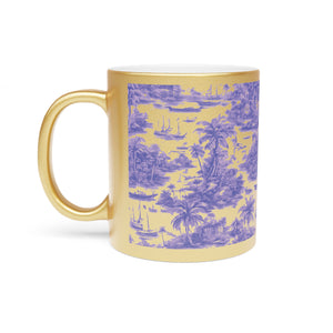 Tropical Metallic Mug, Gold or Silver - Tropical Trip Toile, Purple