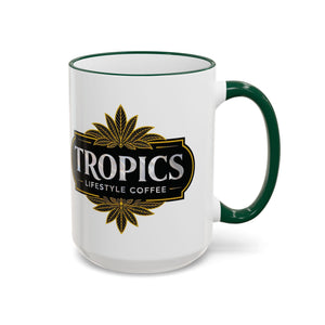 Accent Rim & Handle Mug – Tropics Lifestyle Coffee, Deco Long Logo