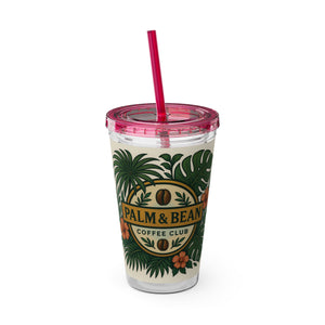 Tropical Tumbler with Straw | 16oz: Palm & Bean Coffee Club