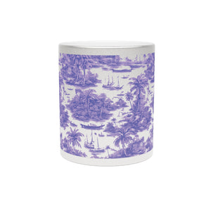 Tropical Metallic Mug, Gold or Silver - Tropical Trip Toile, Purple
