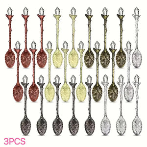 Vintage-Look Crystal-Top Coffee Spoon, Alloy Metal, 4.6"