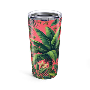 20oz Tropical Glossy Tumbler, Stainless Steel / More Tropical Fruit, Coral