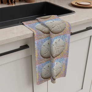 Microfiber Coffee/Tea Towel — Coastal Disco Sand Dollar
