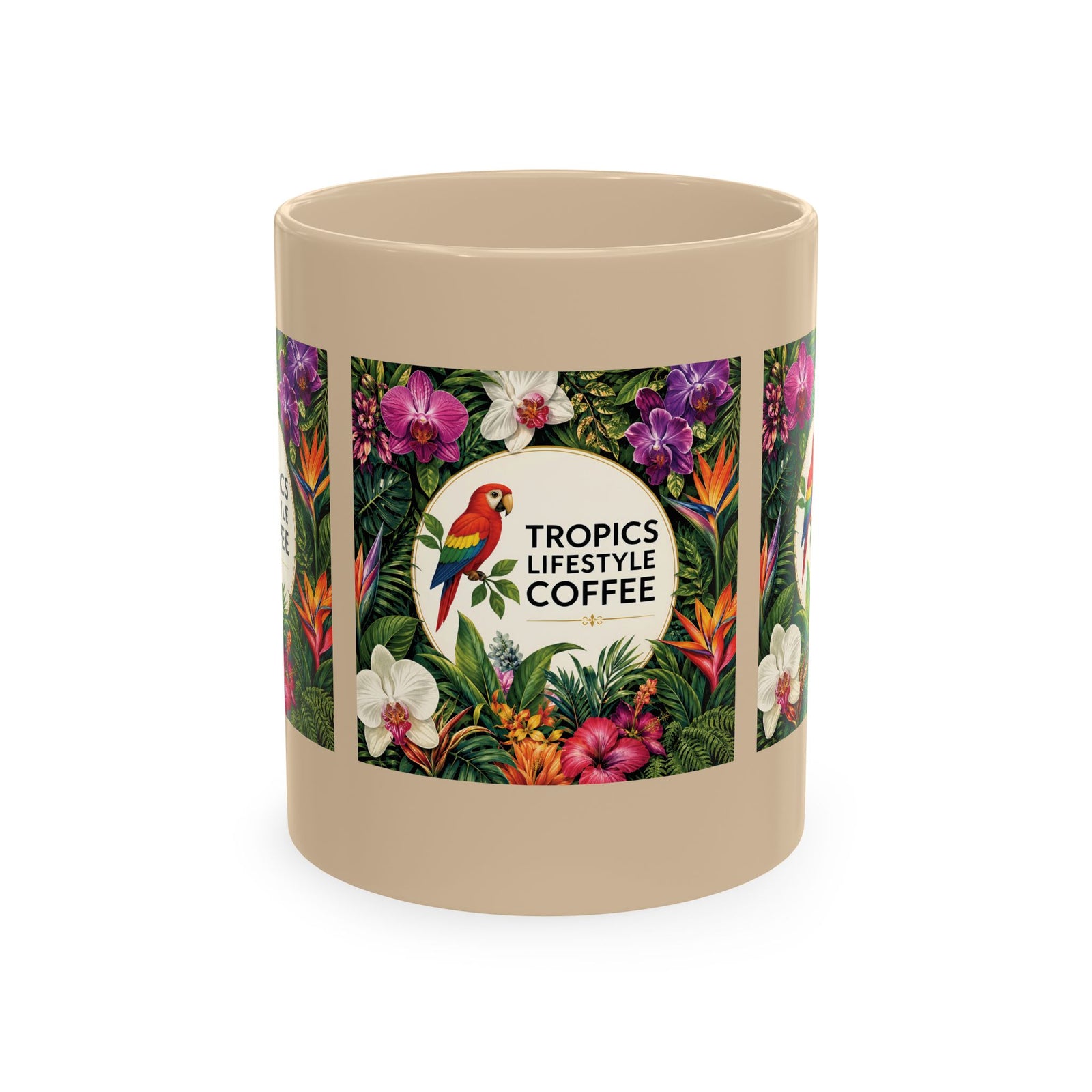 Tropical Coffee Mug, 11 oz — Ceramic Tropics Lifestyle Coffee Colorful Logo